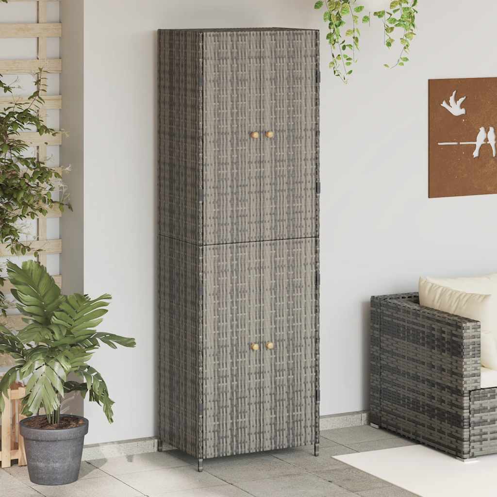 Armoire de rangement jardin Gris 59x40x180 cm Résine tressée - XIOS