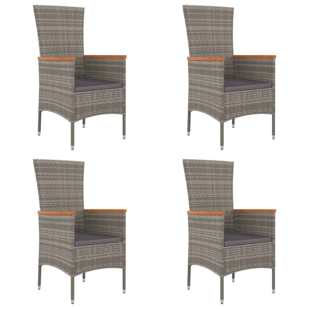Chaises de jardin avec coussins lot de 4 Résine tressée Gris Chaises de jardin vidaXL