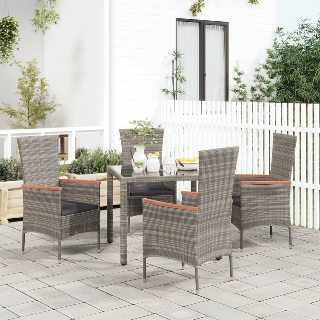 Chaises de jardin avec coussins lot de 4 Résine tressée Gris Chaises de jardin vidaXL