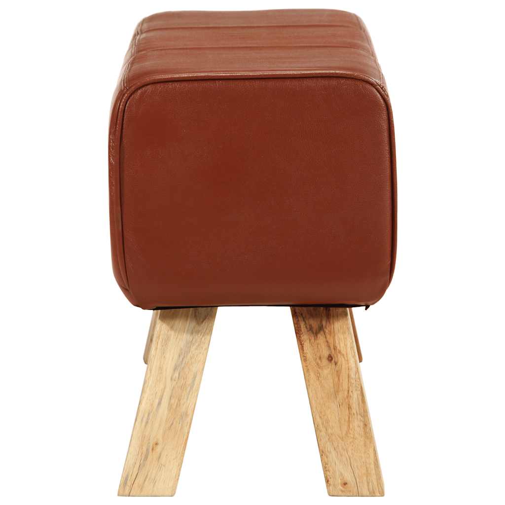 Banc de bok de gymnastique marron 110 cm cuir véritable et bois - XIOS