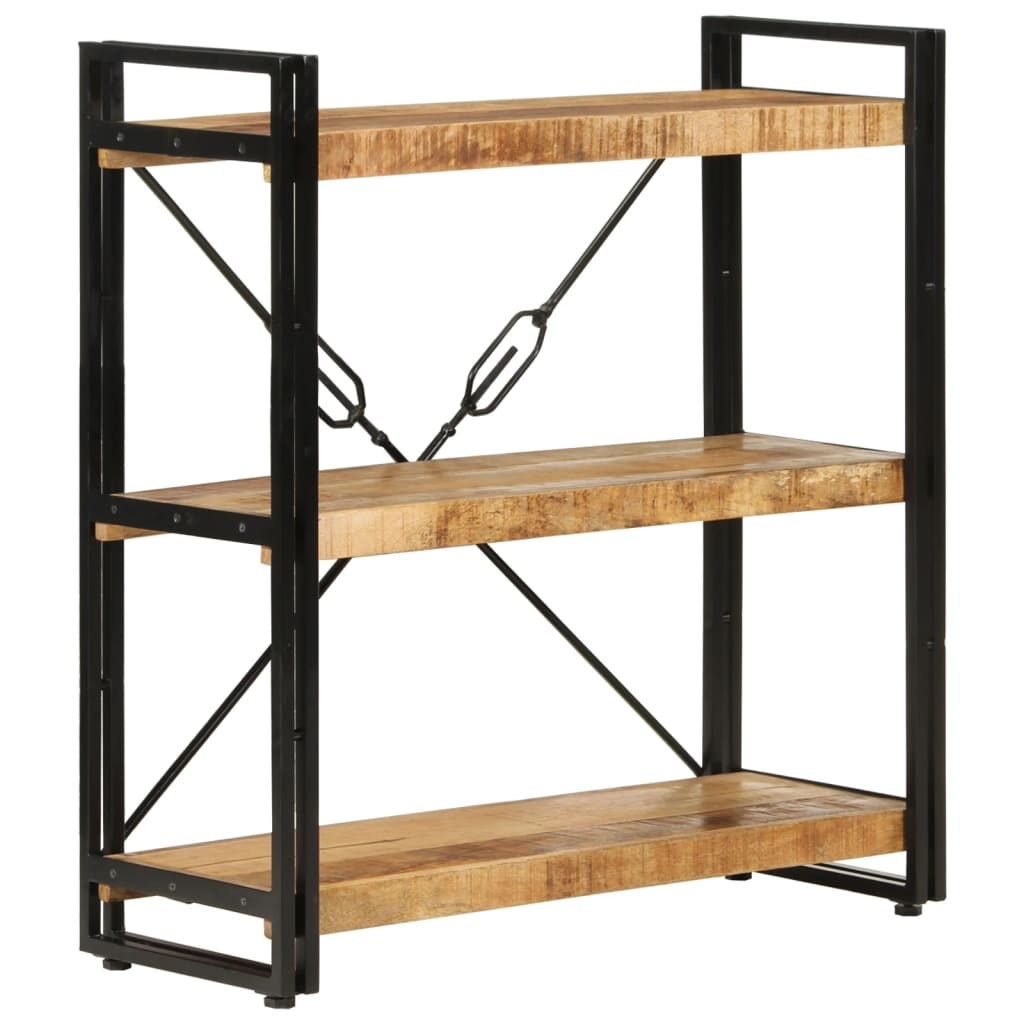 Bibliothèque 3 niveaux 77x30x80 cm bois massif manguier et fer - XIOS