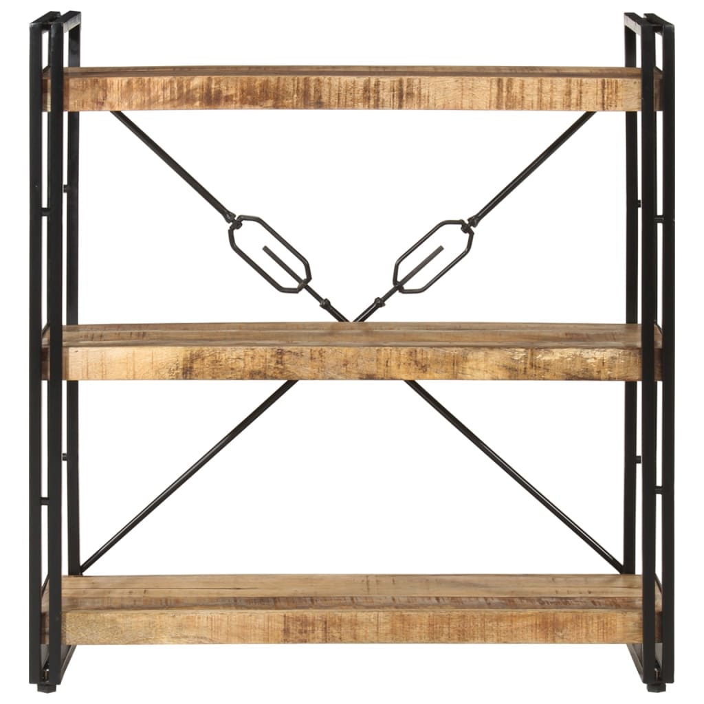Bibliothèque 3 niveaux 77x30x80 cm bois massif manguier et fer - XIOS