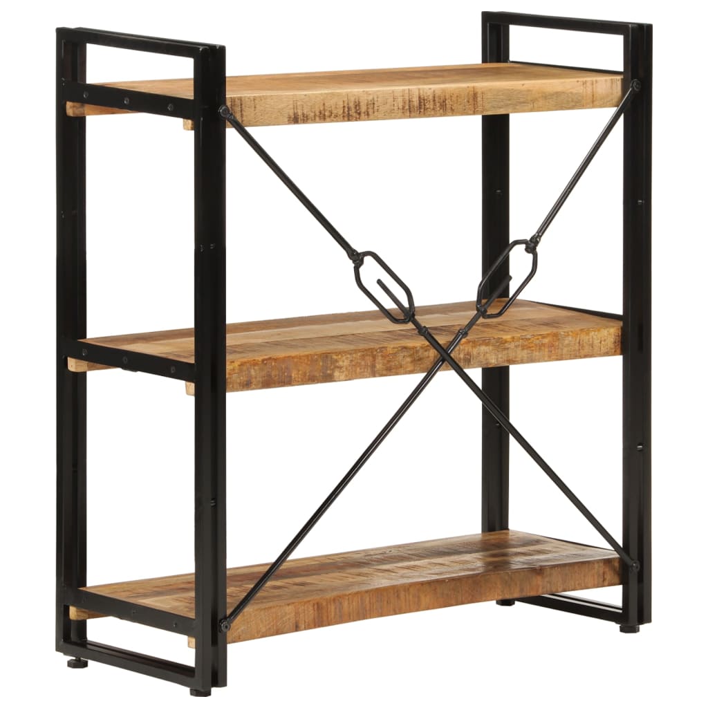Bibliothèque 3 niveaux 77x30x80 cm bois massif manguier et fer - XIOS