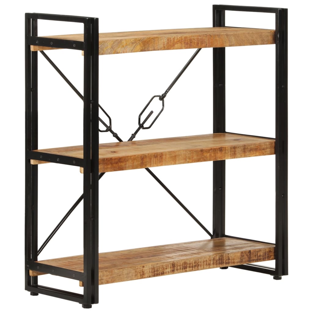 Bibliothèque 3 niveaux 77x30x80 cm bois massif manguier et fer - XIOS