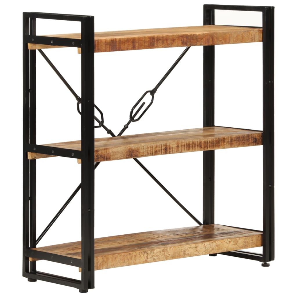 Bibliothèque 3 niveaux 77x30x80 cm bois massif manguier et fer - XIOS