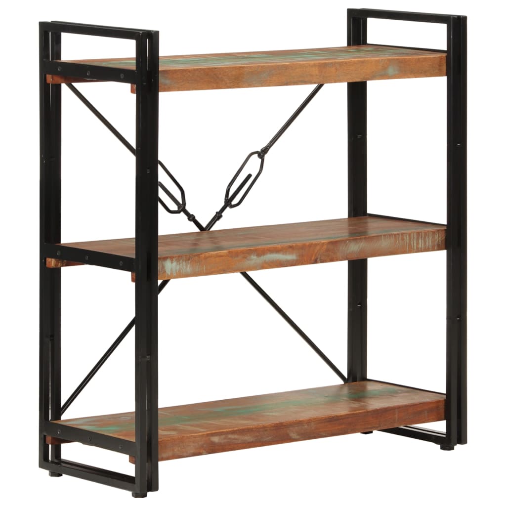 Bibliothèque 3 niveaux 77x30x80 cm bois récupération massif/fer - XIOS