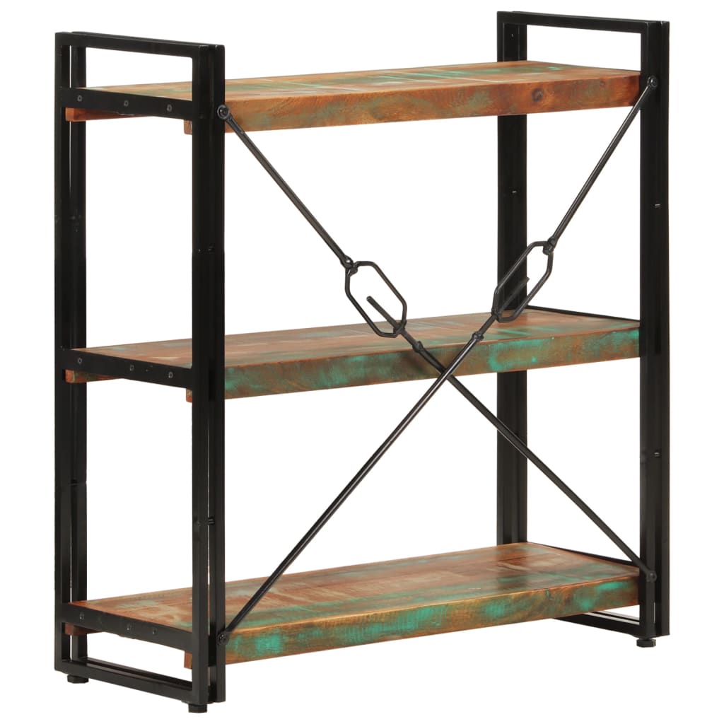 Bibliothèque 3 niveaux 77x30x80 cm bois récupération massif/fer - XIOS
