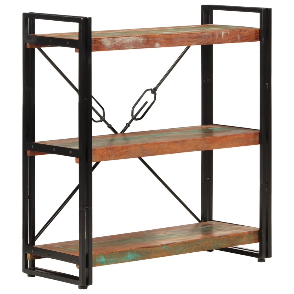 Bibliothèque 3 niveaux 77x30x80 cm bois récupération massif/fer - XIOS