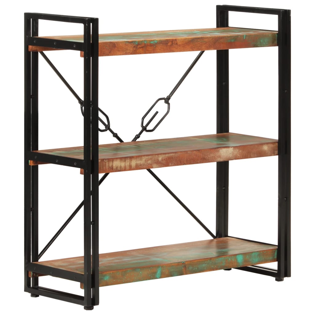 Bibliothèque 3 niveaux 77x30x80 cm bois récupération massif/fer - XIOS
