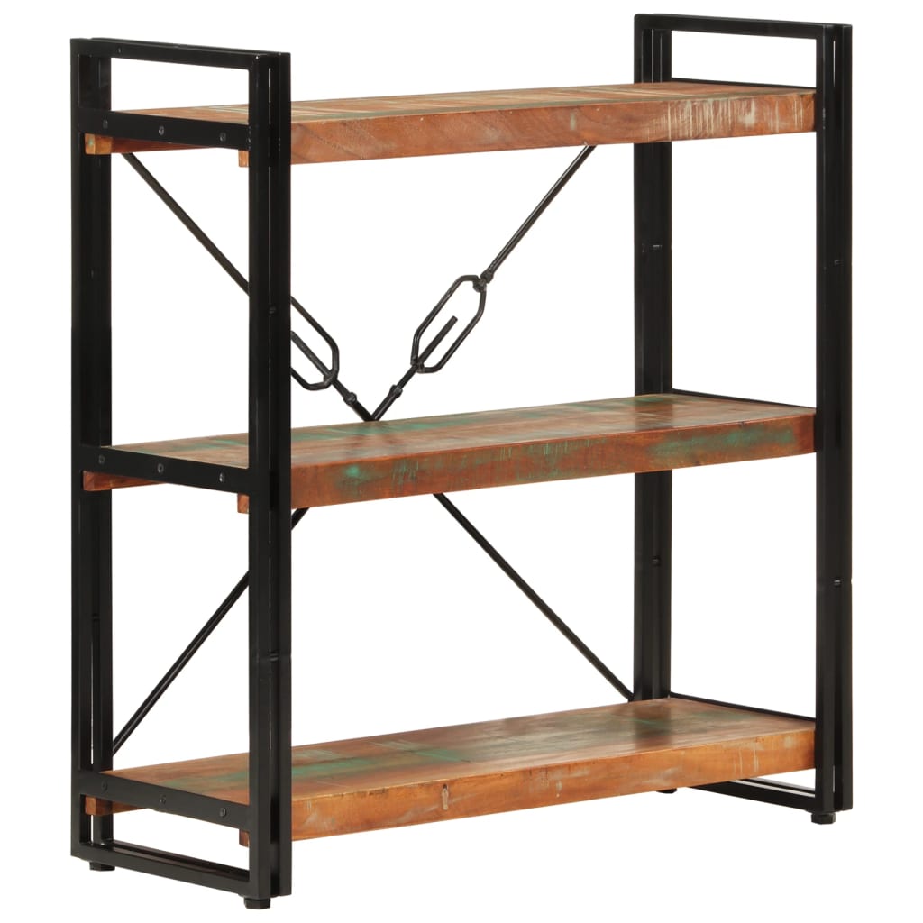 Bibliothèque 3 niveaux 77x30x80 cm bois récupération massif/fer - XIOS