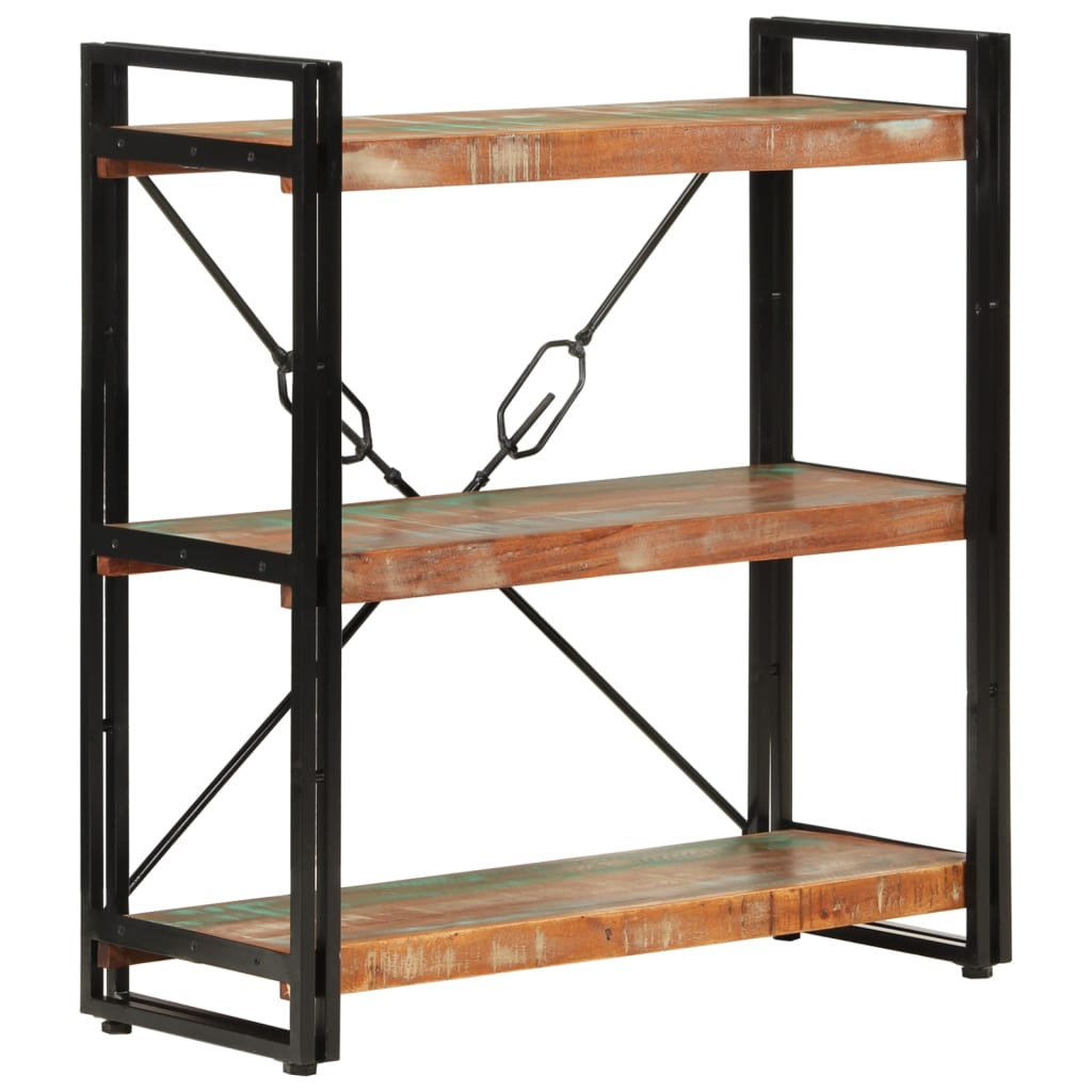 Bibliothèque 3 niveaux 77x30x80 cm bois récupération massif/fer - XIOS
