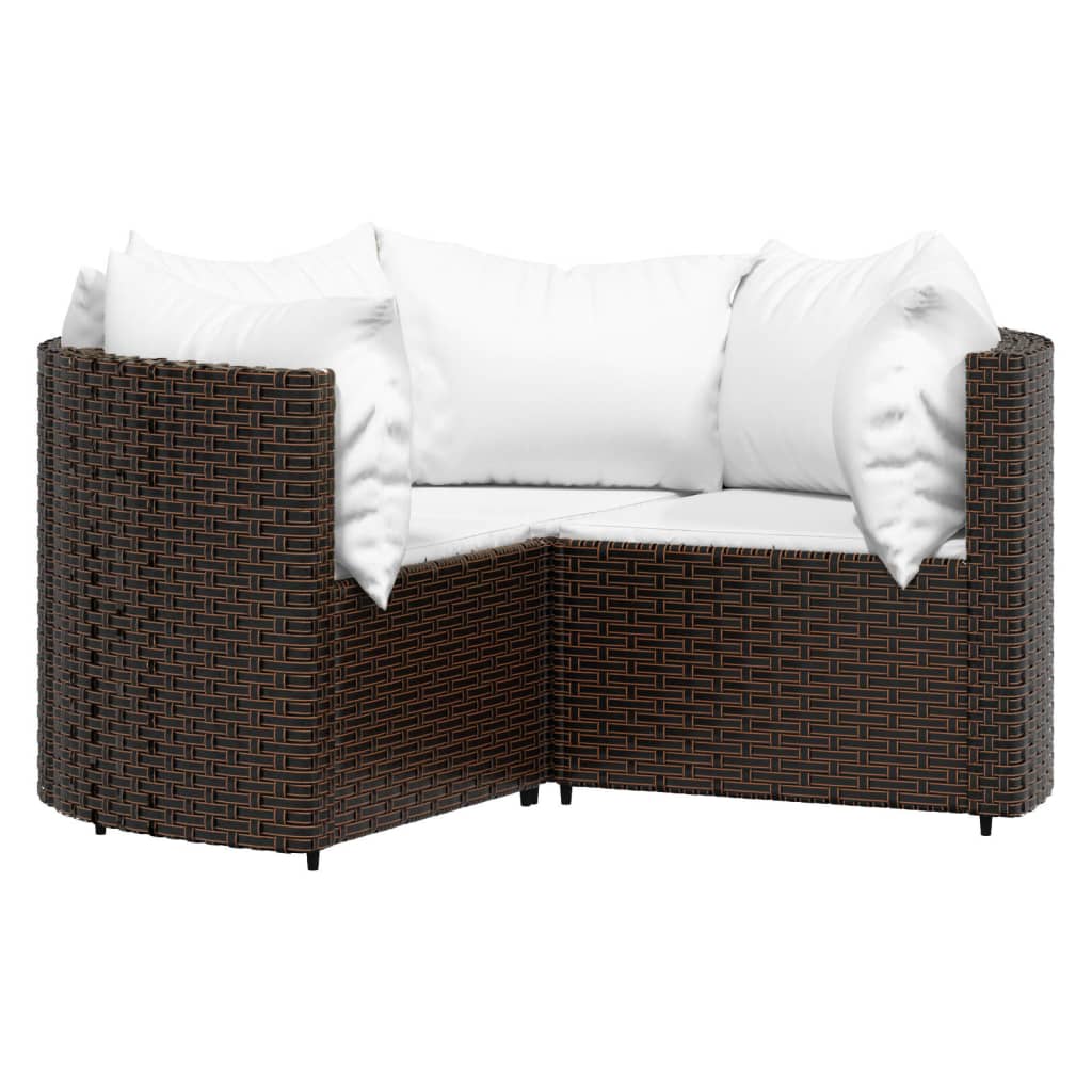 Salon de jardin 4 pcs avec coussins Marron Résine tressée