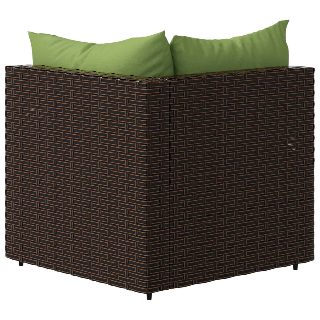 Canapé d'angle de jardin avec coussins marron résine tressée Canapés de jardin vidaXL