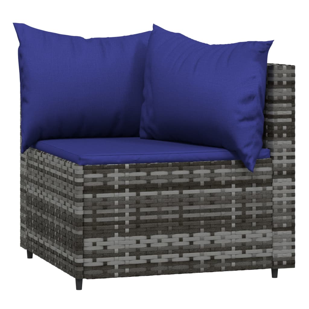 Salon de jardin 3 pcs avec coussins Gris Résine tressée Canapés de jardin vidaXL