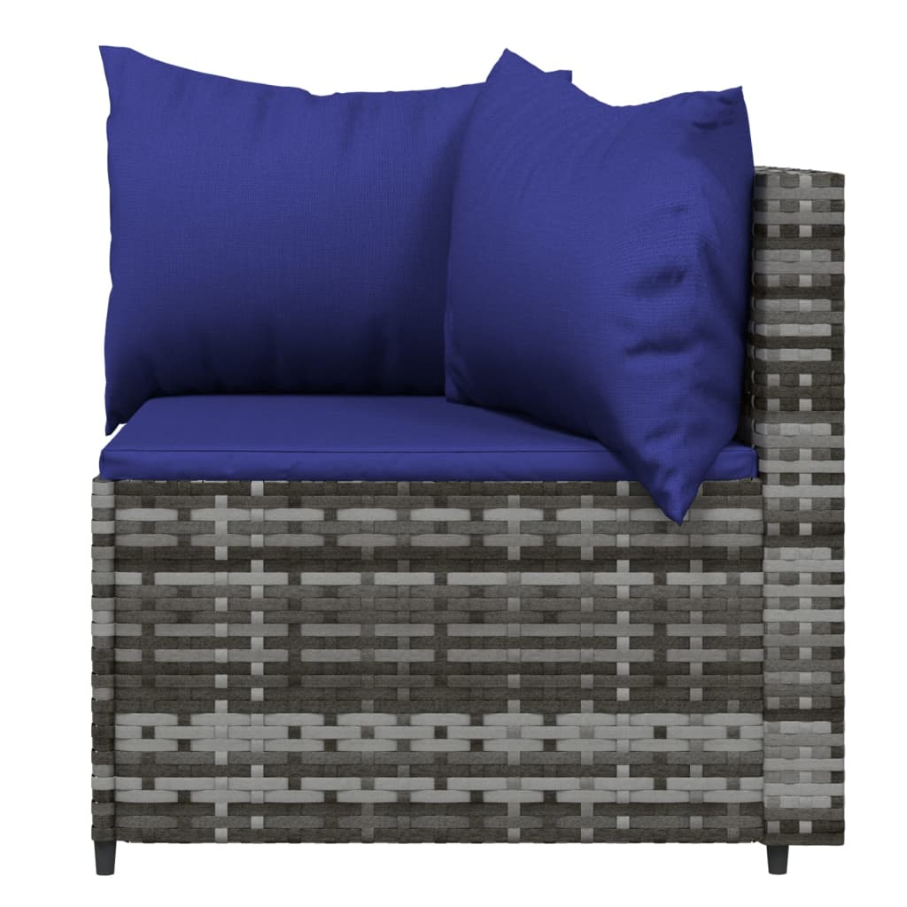 Salon de jardin 3 pcs avec coussins Gris Résine tressée Canapés de jardin vidaXL