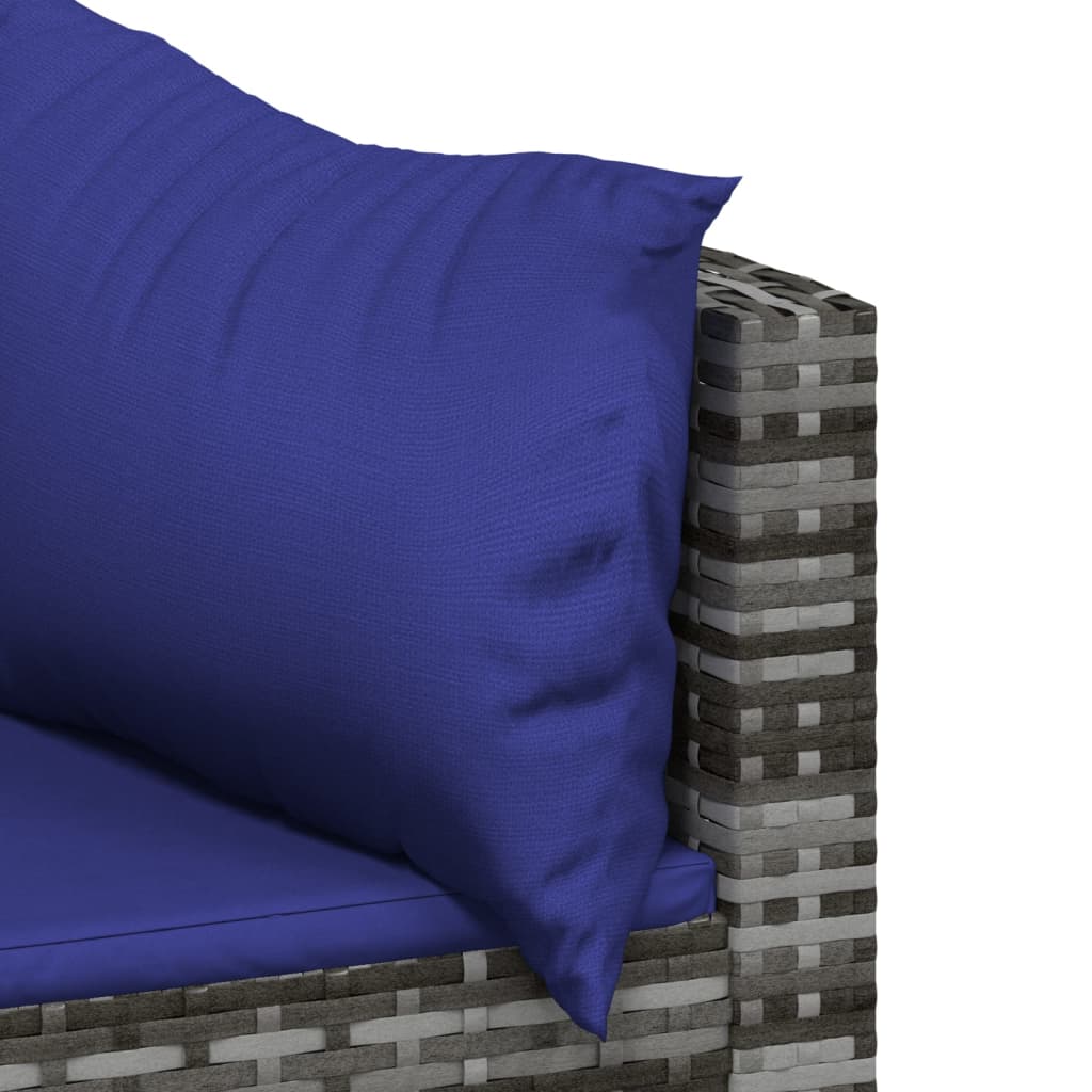 Salon de jardin 3 pcs avec coussins Gris Résine tressée Canapés de jardin vidaXL