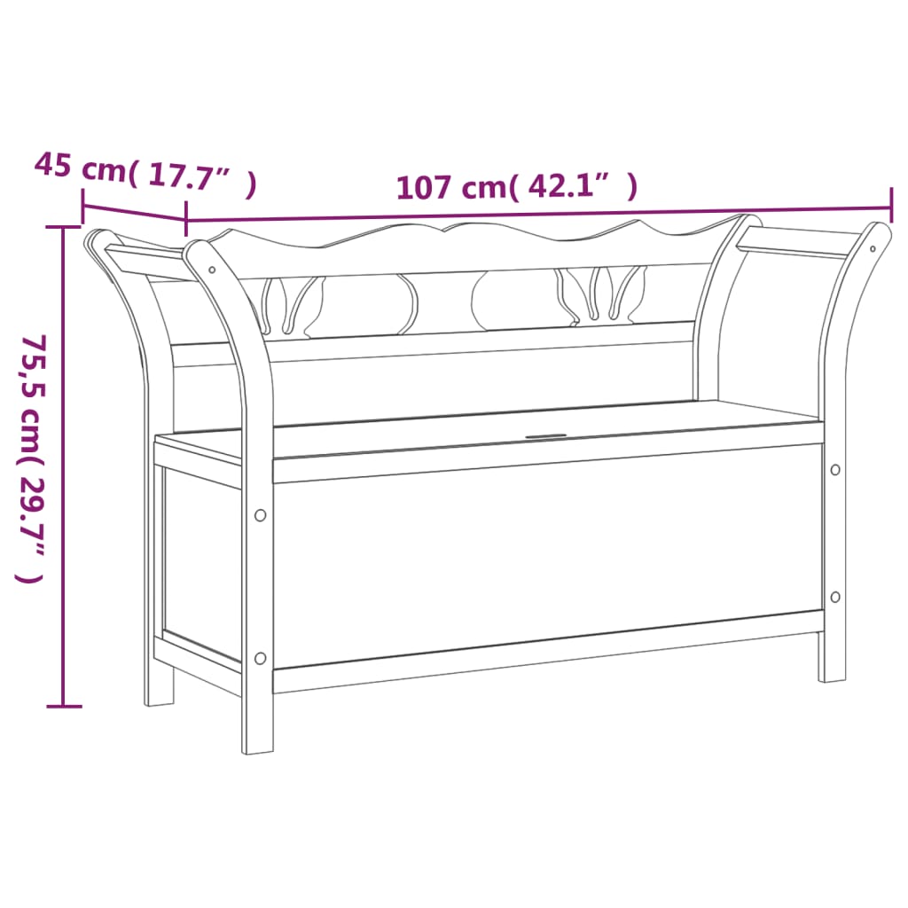 Banc 107x45x75,5 cm Bois de sapin solide XIOS