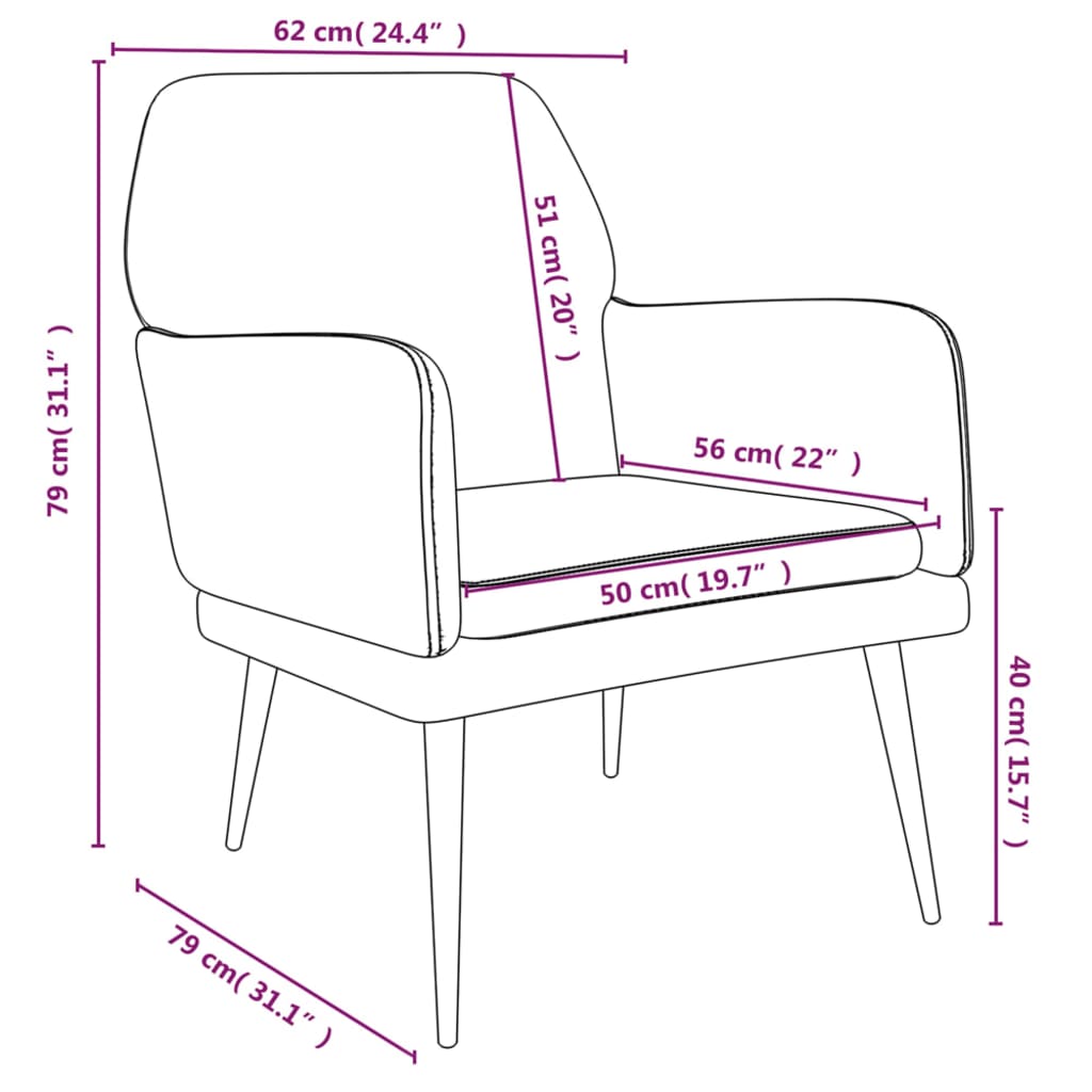 Fauteuil Gris clair 62x79x79 cm Velours