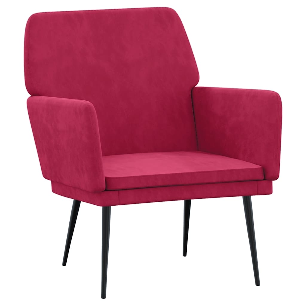 Fauteuil Rouge bordeaux 62x79x79 cm Velours - XIOS