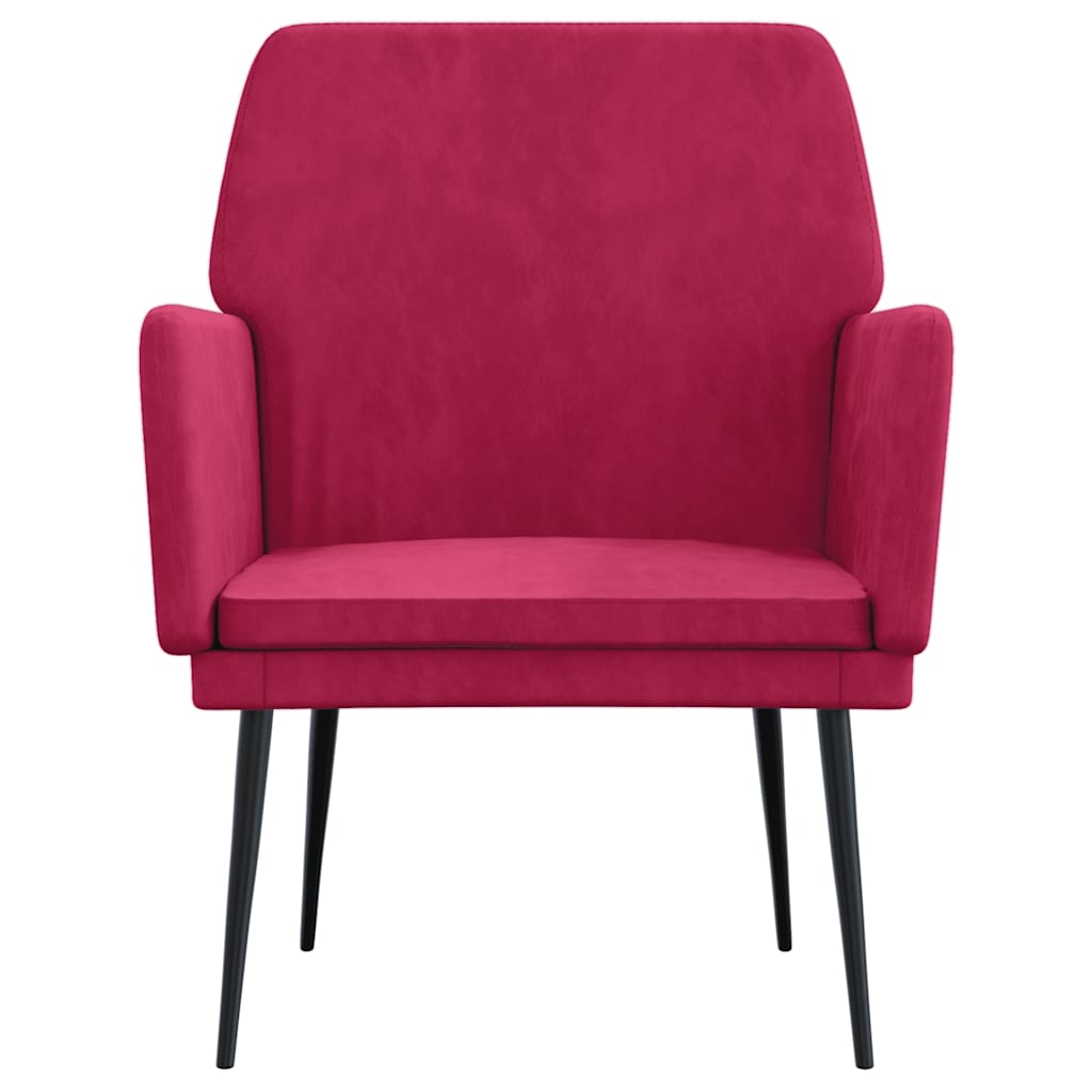 Fauteuil Rouge bordeaux 62x79x79 cm Velours - XIOS