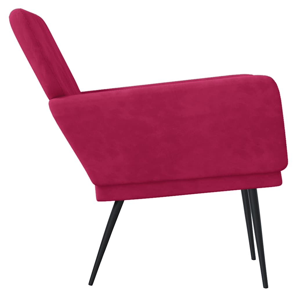 Fauteuil Rouge bordeaux 62x79x79 cm Velours - XIOS