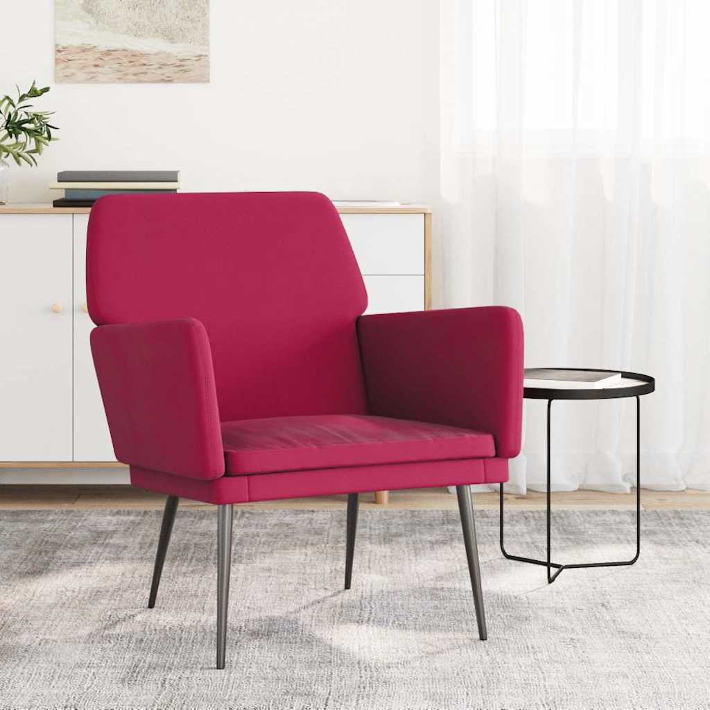 Fauteuil Rouge bordeaux 62x79x79 cm Velours - XIOS