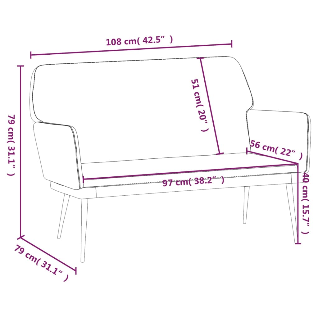 Banc Rose 108x79x79 cm Velours - XIOS
