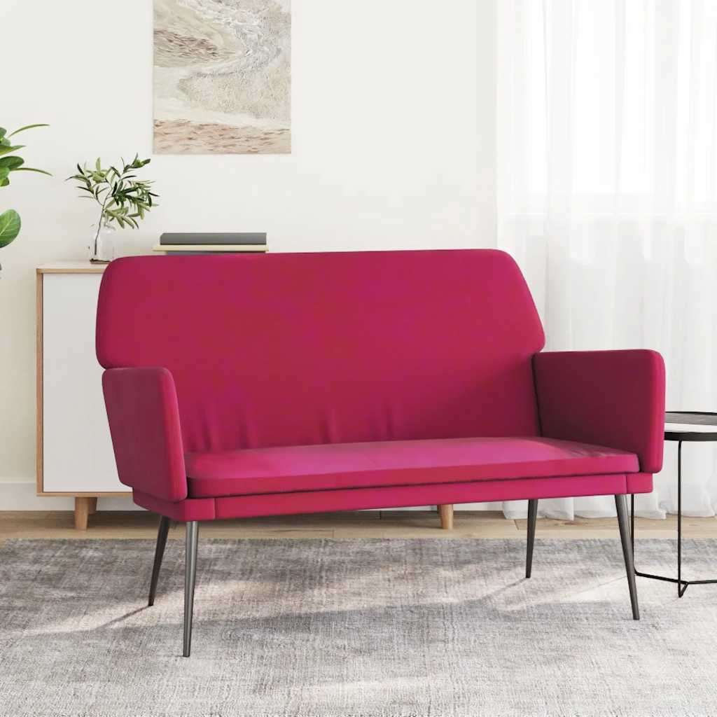 Banc Rouge bordeaux 108x79x79 cm Velours - XIOS