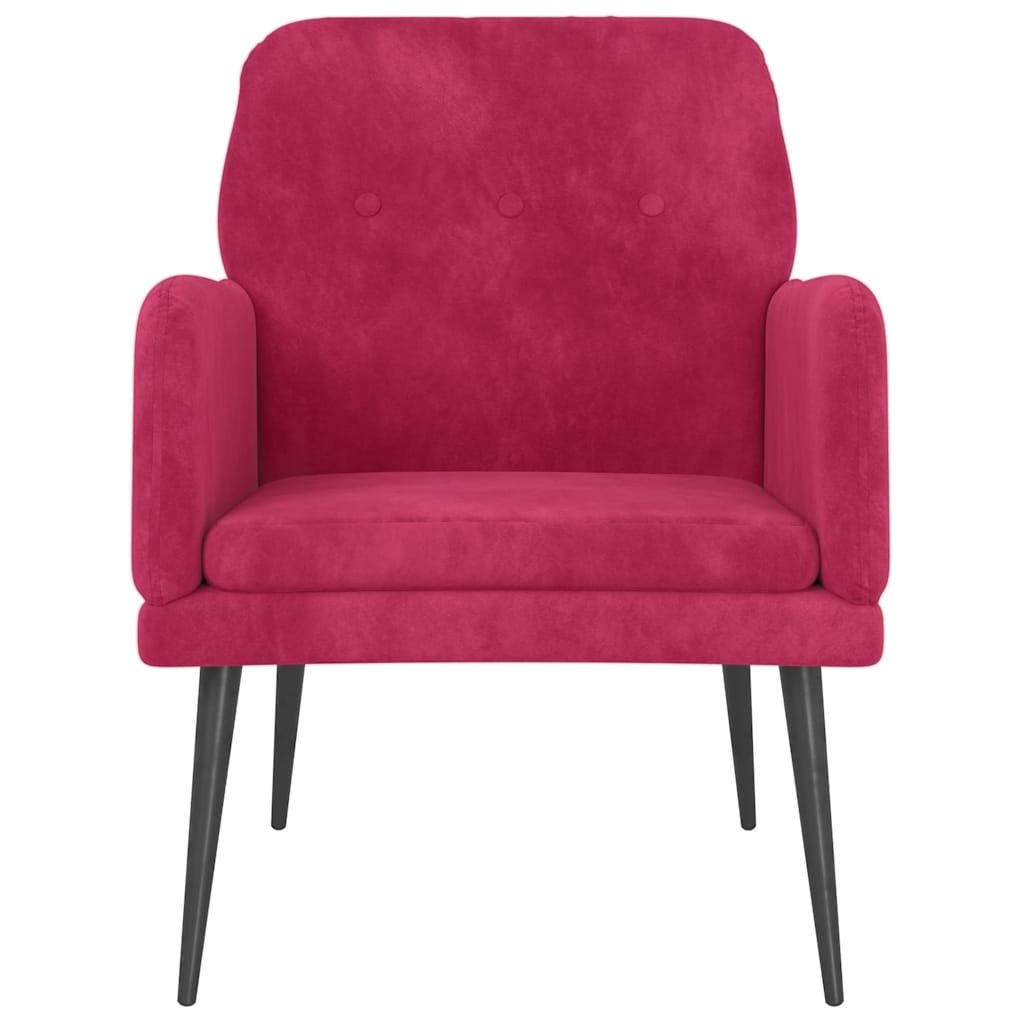 Fauteuil Rouge bordeaux 62x79x79 cm Velours - XIOS
