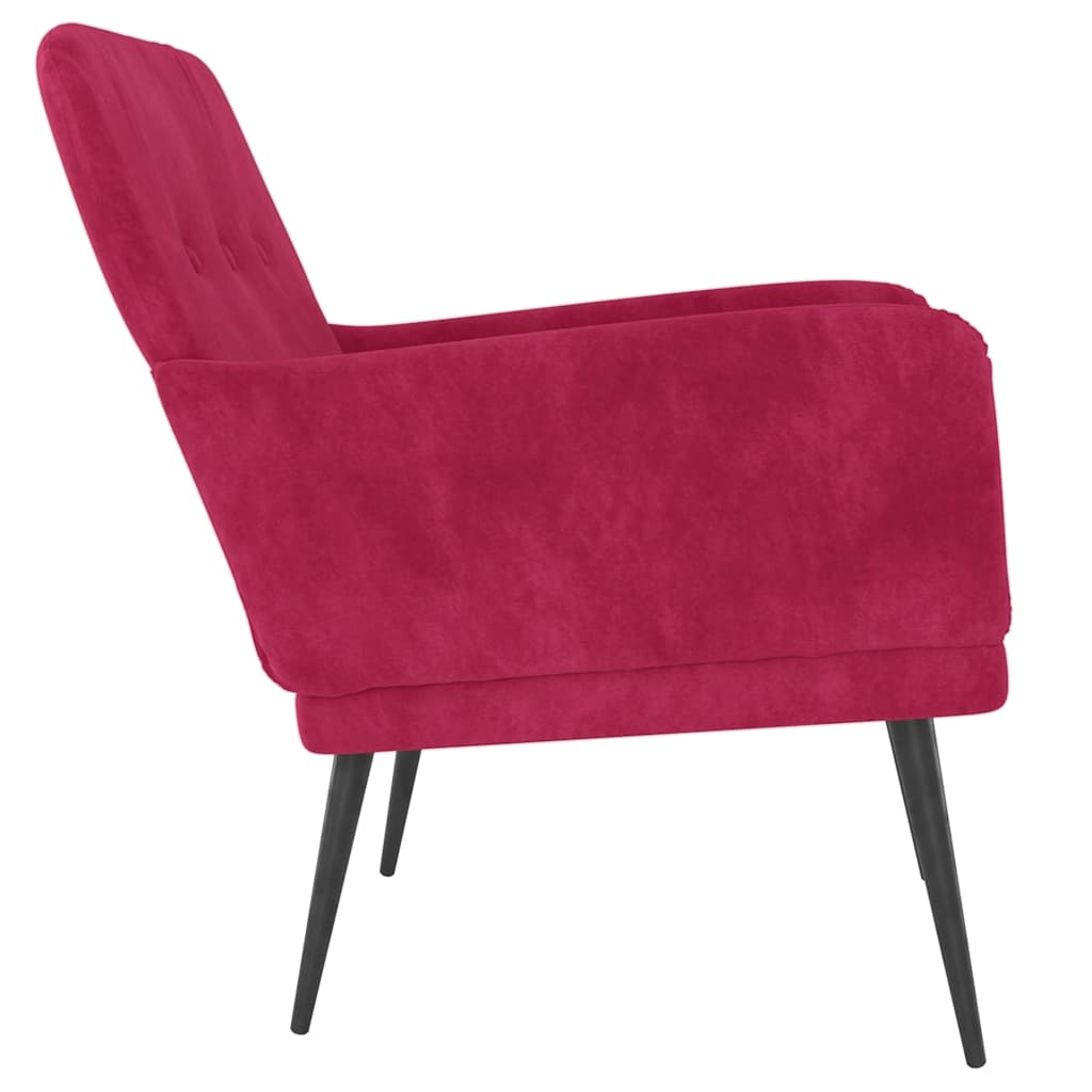 Fauteuil Rouge bordeaux 62x79x79 cm Velours - XIOS