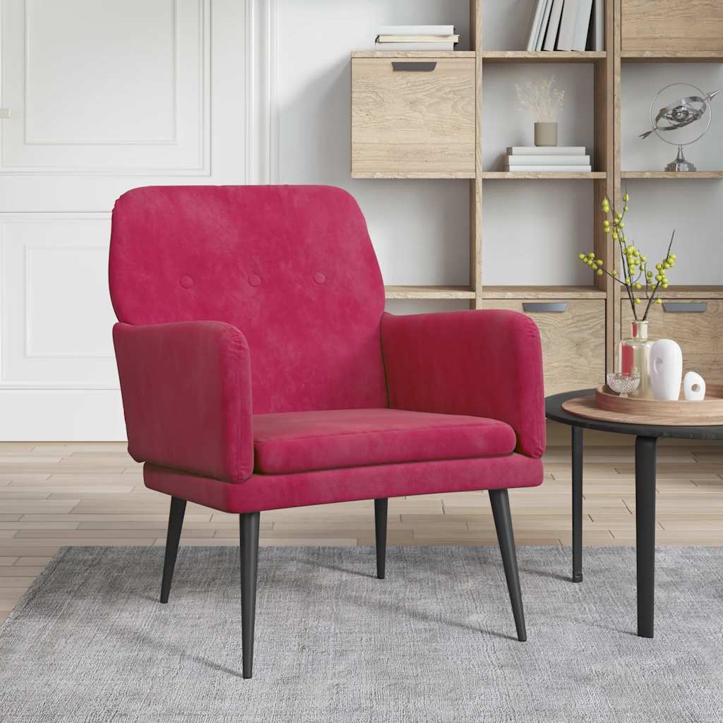 Fauteuil Rouge bordeaux 62x79x79 cm Velours - XIOS