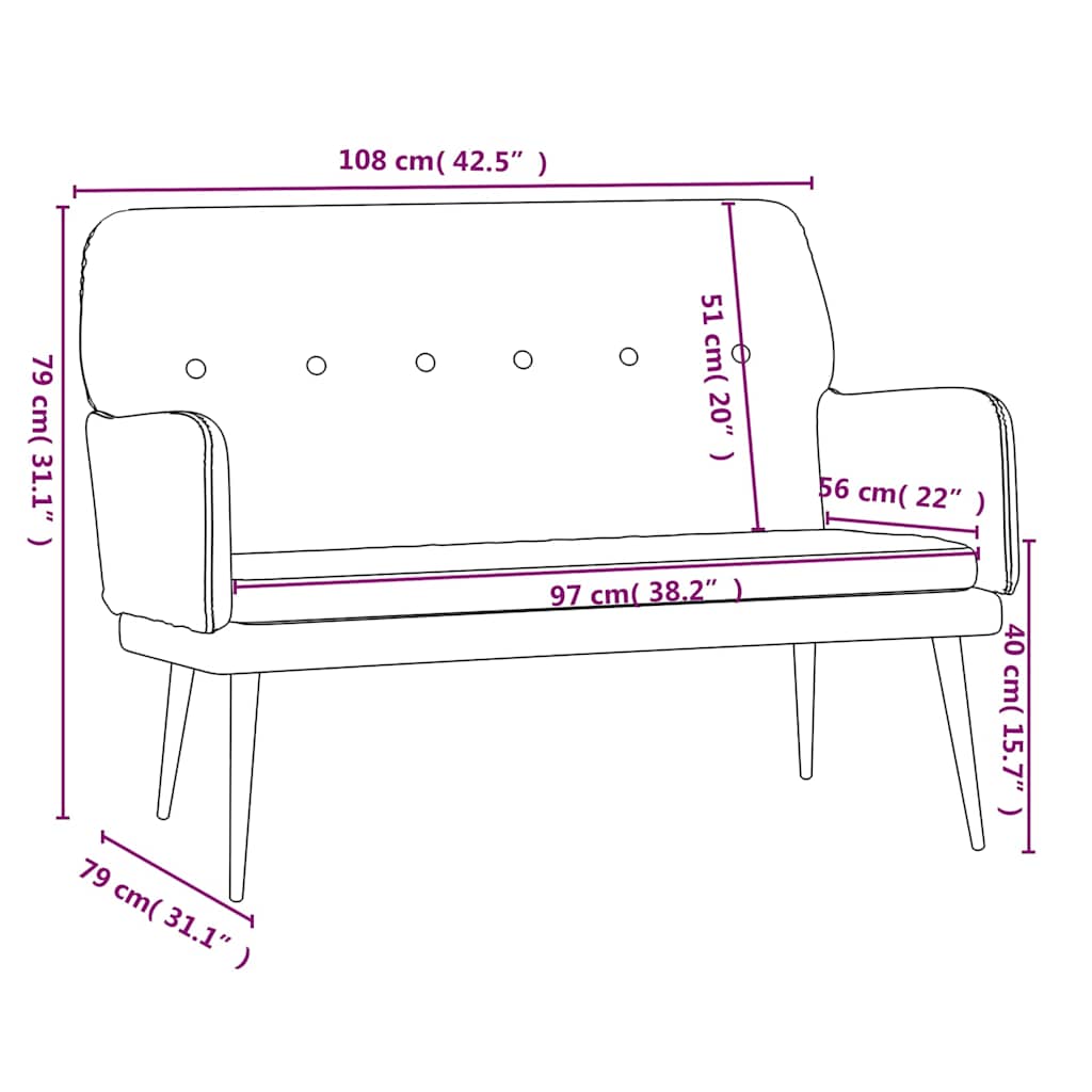 Banc Rouge bordeaux 108x79x79 cm Velours - XIOS