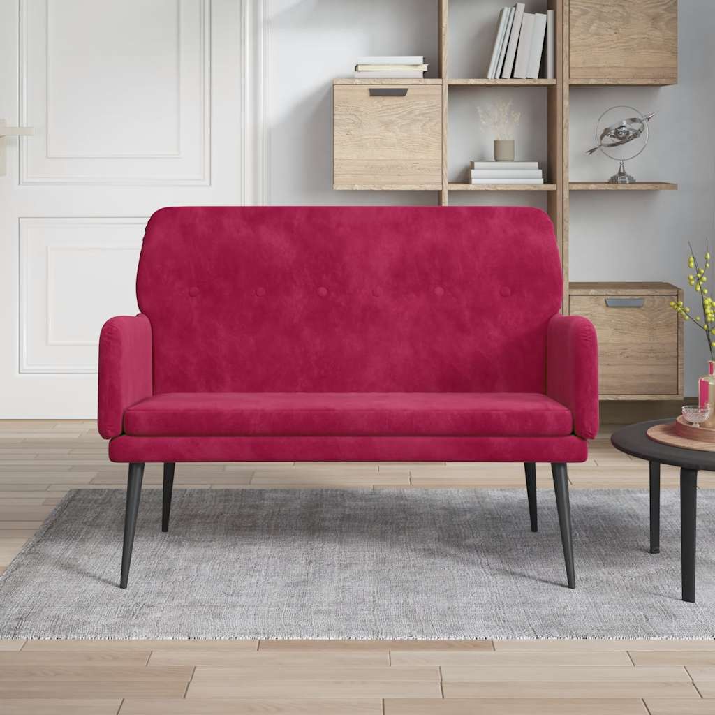 Banc Rouge bordeaux 108x79x79 cm Velours - XIOS