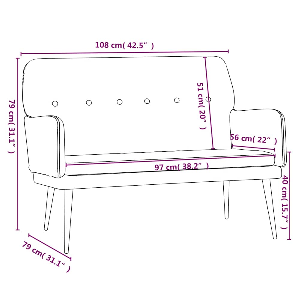 Banc Jaune 108x79x79 cm Velours - XIOS