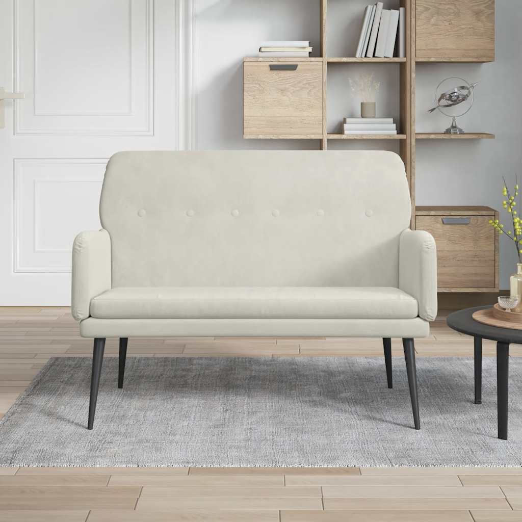 Banc Crème 108x79x79 cm Velours - XIOS