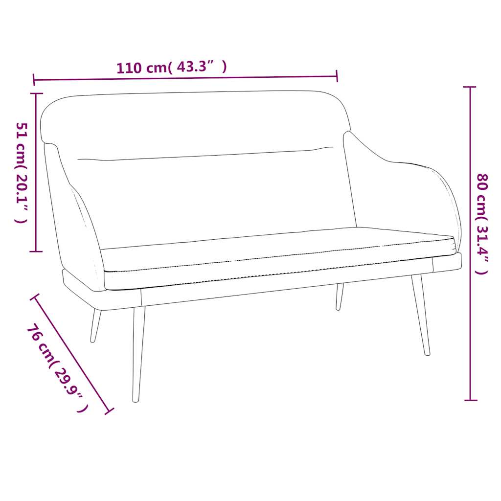 Banc Crème 110x76x80 cm Velours - XIOS