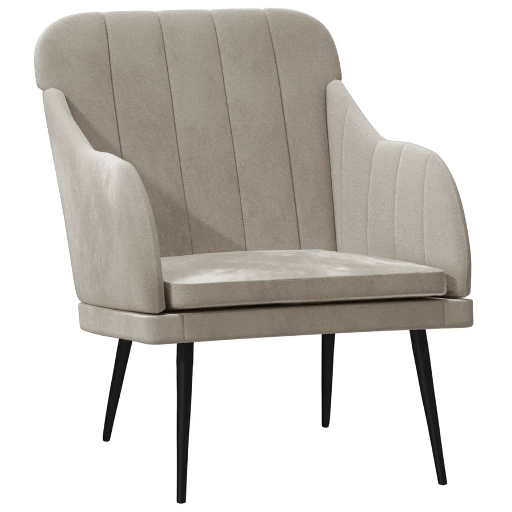 Fauteuil Gris clair 63x76x80 cm Velours - XIOS