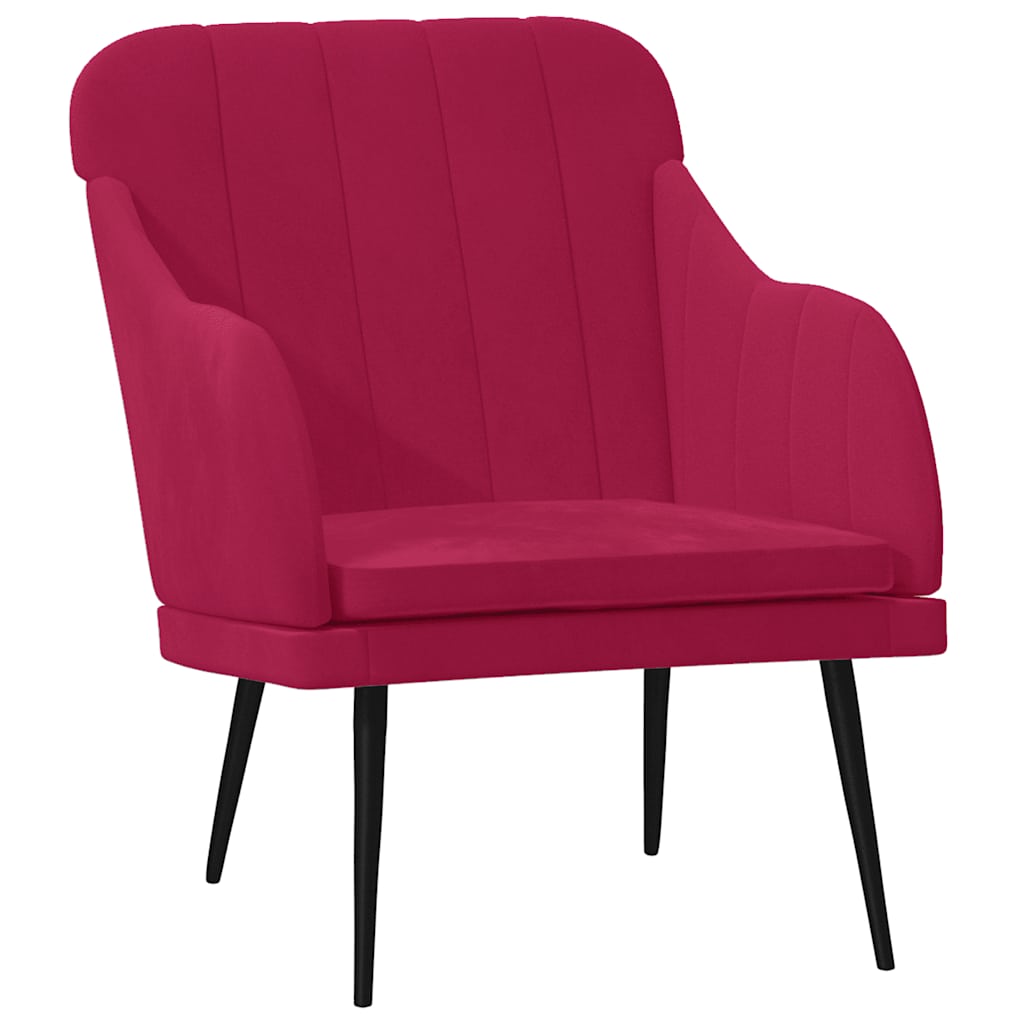 Fauteuil Rouge bordeaux 63x76x80 cm Velours - XIOS