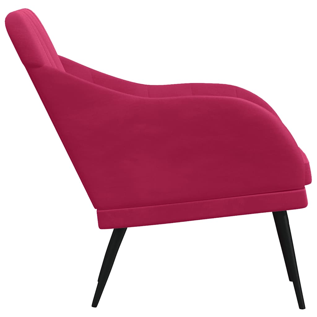 Fauteuil Rouge bordeaux 63x76x80 cm Velours - XIOS