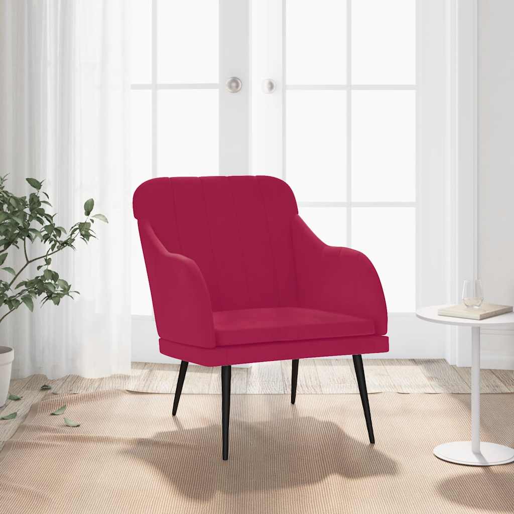 Fauteuil Rouge bordeaux 63x76x80 cm Velours - XIOS