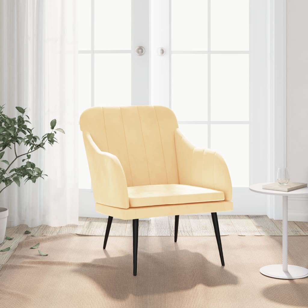 Fauteuil Crème 63x76x80 cm Velours - XIOS