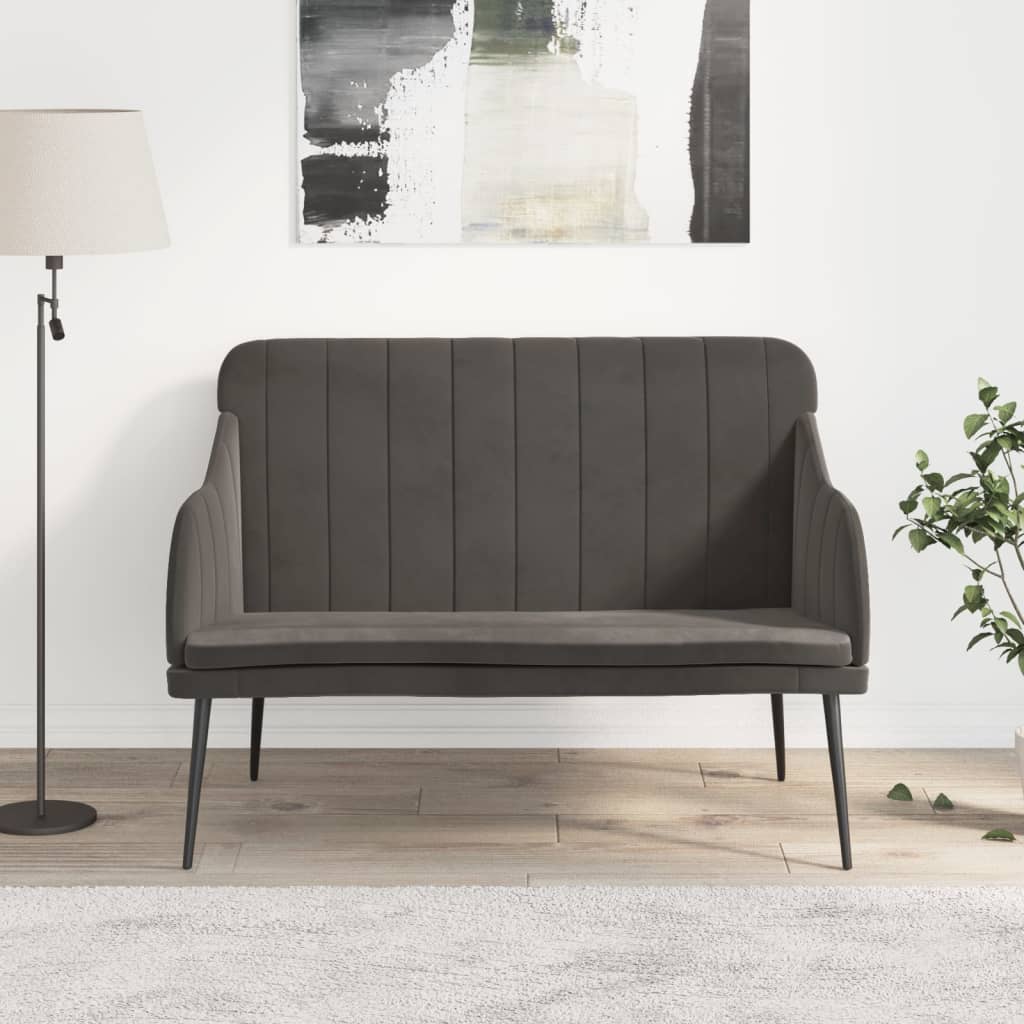 Banc Gris foncé 110x76x80 cm Velours - XIOS