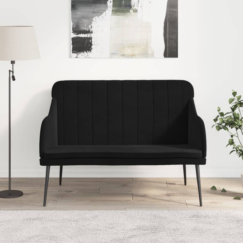 Banc Noir 110x76x80 cm Velours - XIOS