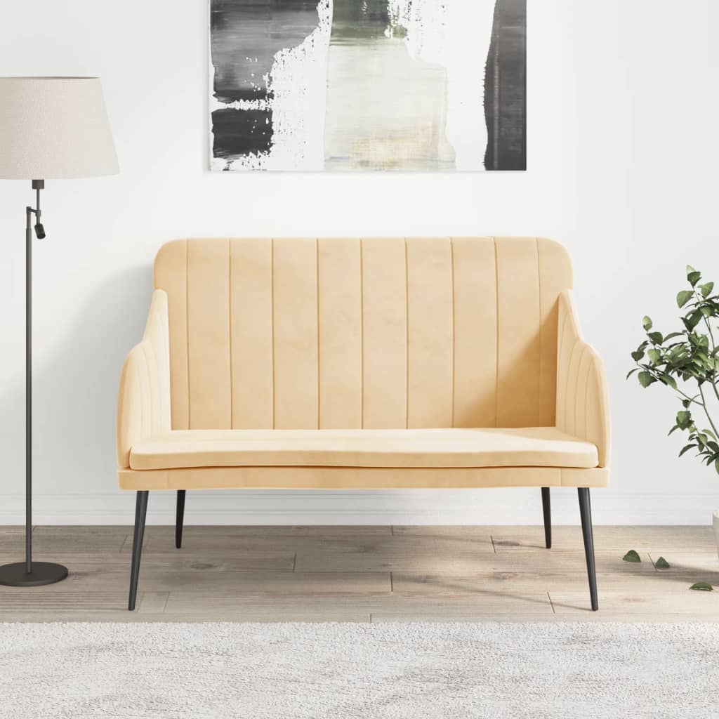 Banc Crème 110x76x80 cm Velours - XIOS