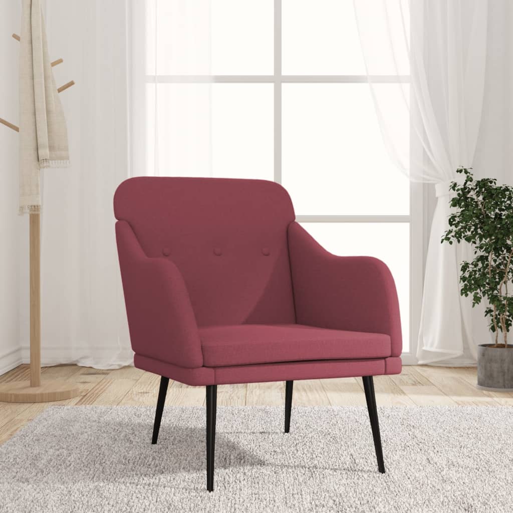 Fauteuil Rouge bordeaux 63x76x80 cm Tissu - XIOS
