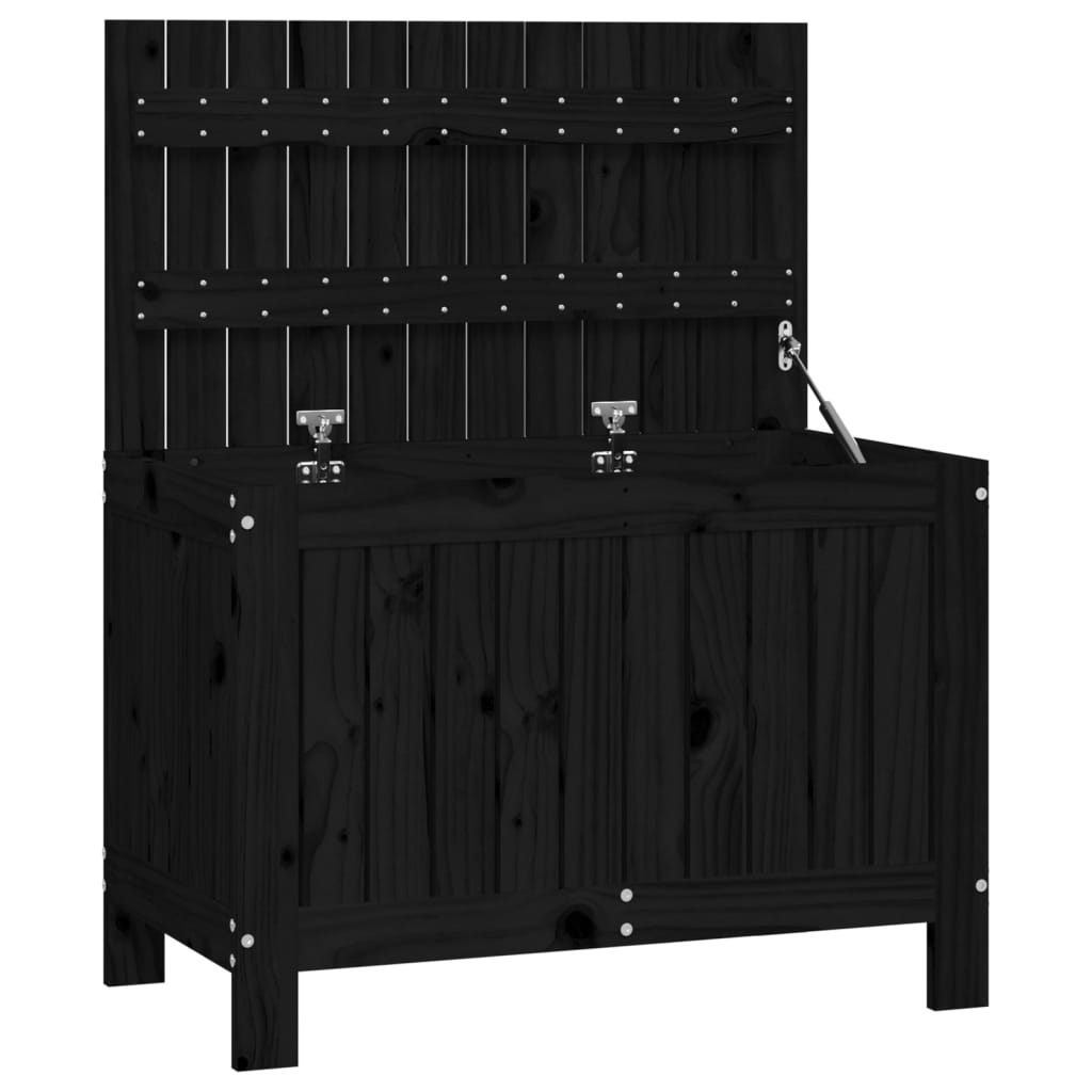 Boîte de rangement de jardin Noir 76x42,5x54 cm Bois massif pin Coffres de jardin vidaXL