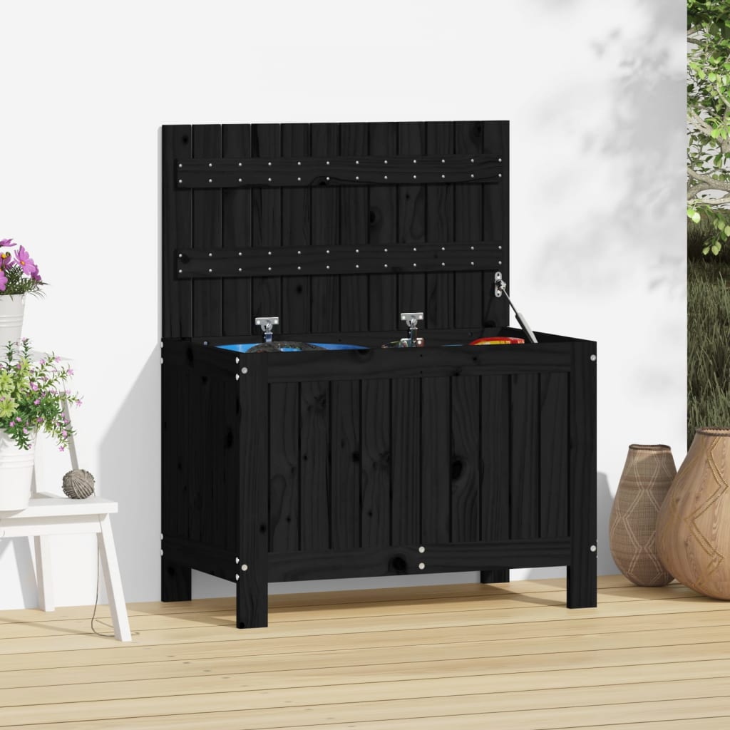 Boîte de rangement de jardin Noir 76x42,5x54 cm Bois massif pin Coffres de jardin vidaXL