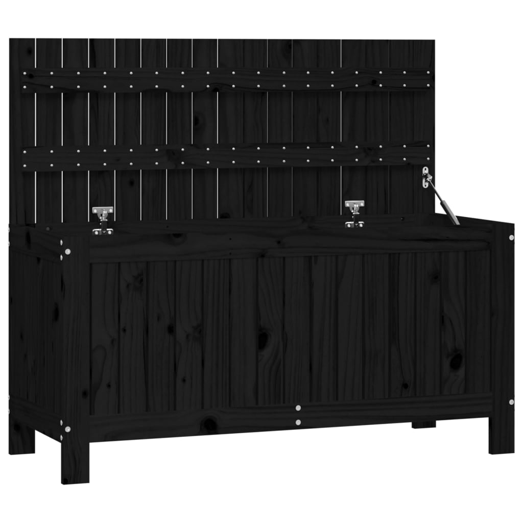 Boîte de rangement de jardin Noir 108x42,5x54cm Bois massif pin