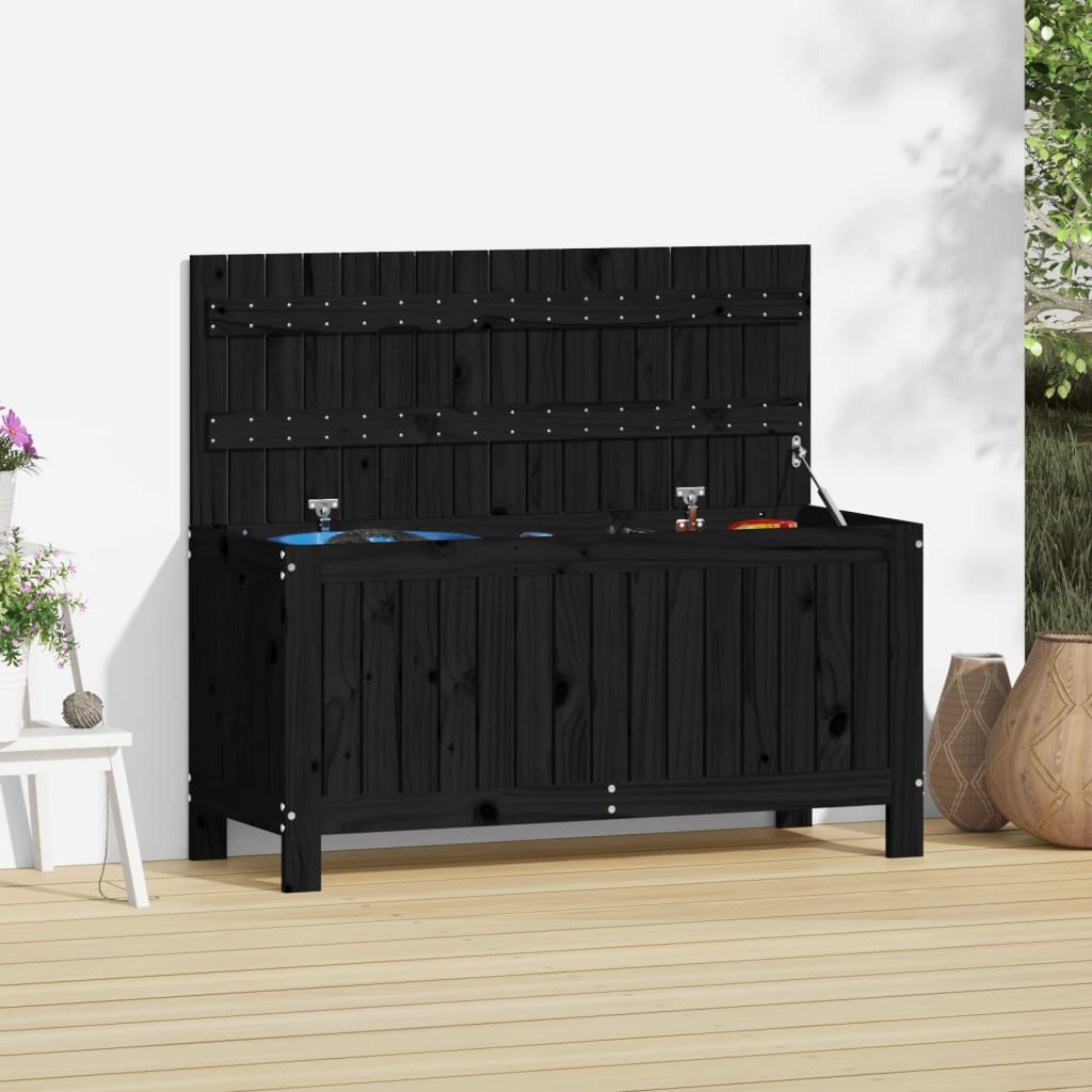 Boîte de rangement de jardin Noir 108x42,5x54cm Bois massif pin