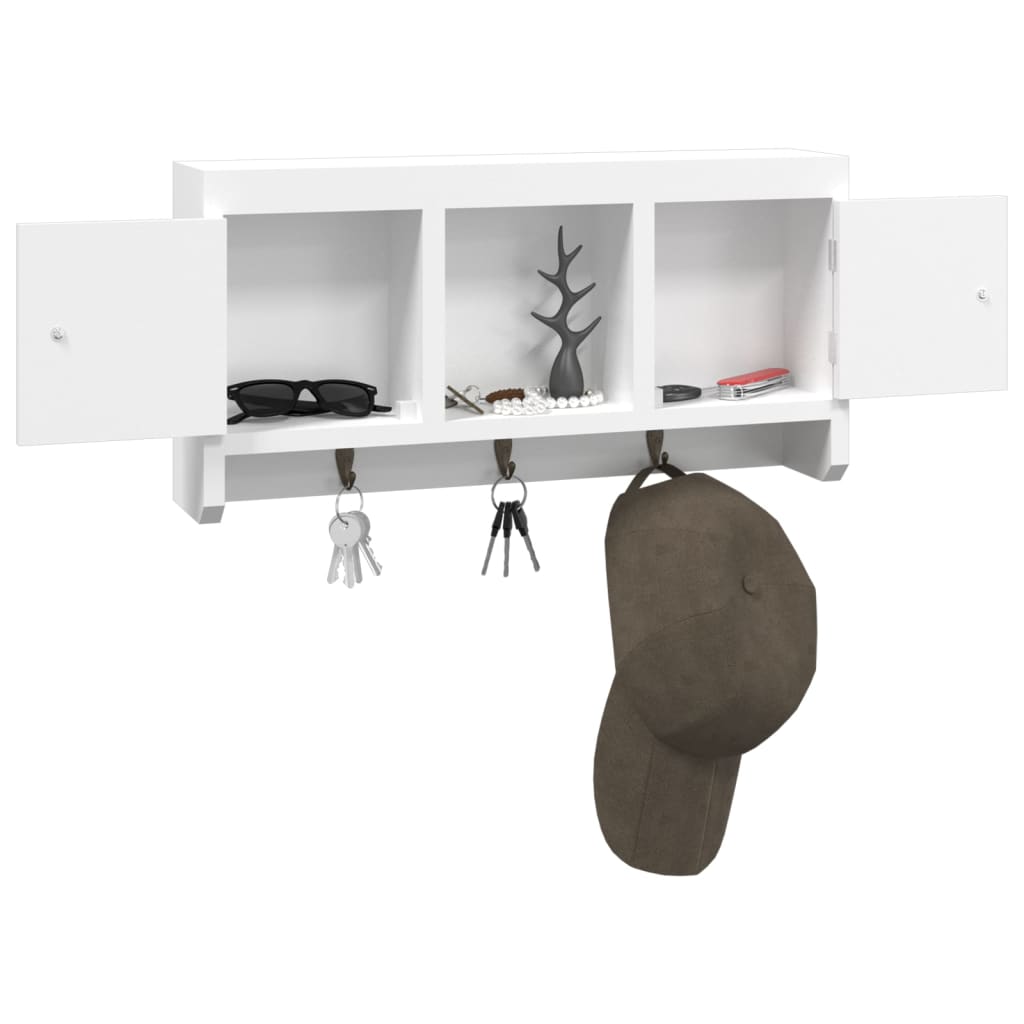 Armoire à clés Blanc 40x8,5x20 cm Bois d'ingénierie et acier - XIOS